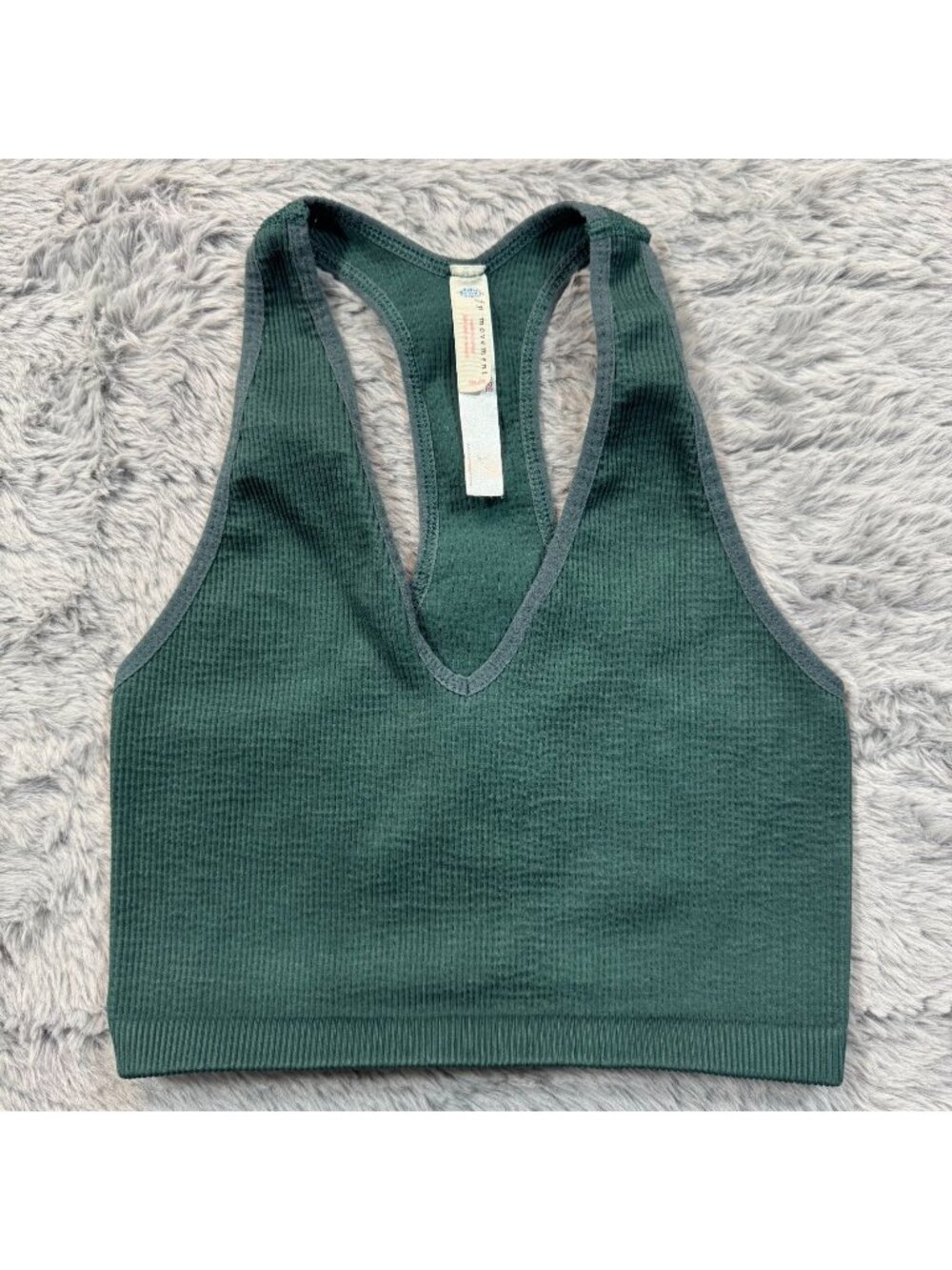 Free People Forest Green Ribbed Racerback Tank